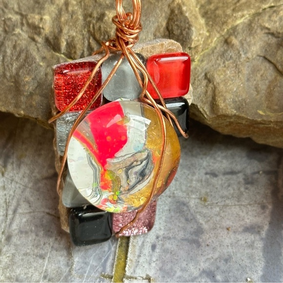 Colorful Wire-Wrapped Pendant - Picture 2 of 12